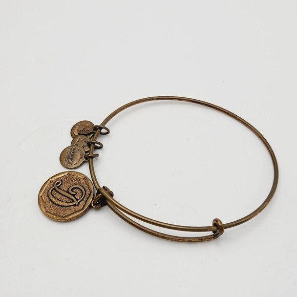 Alex & Ani Initial Letter D Aged Gold Tone Bangle Bracelet + Energy - Picture 2 of 3
